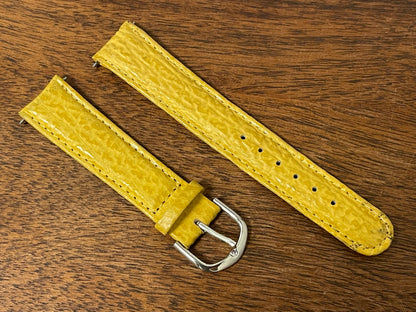 18mm Seiko yellow leather stap w/ silver buckle