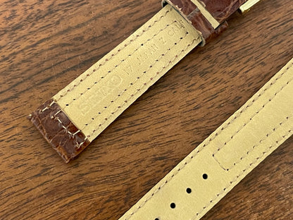 17mm Seiko cognac brown calf leather stap w/ gold buckle