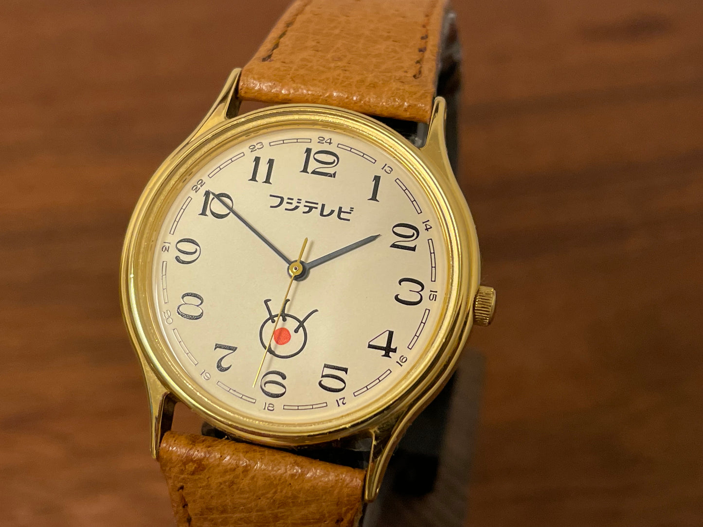 (1980s-1990s) Citizen "Fuji Television" logo dress watch - creme dial w/ black Arabic numerals