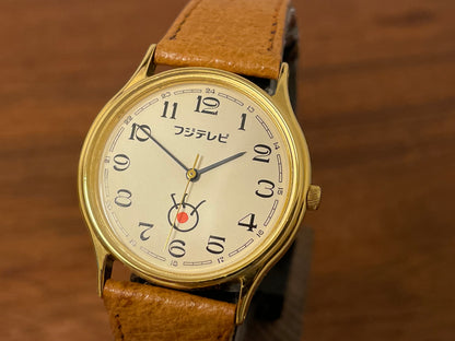 (1980s-1990s) Citizen "Fuji Television" logo dress watch - creme dial w/ black Arabic numerals