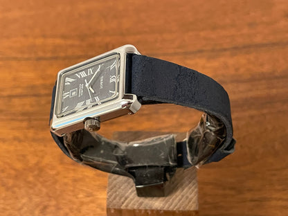 (1970s) Tissot Seven automatic "Tank" - lavender abstract graphic dial w/ white Roman numerals (NOS)