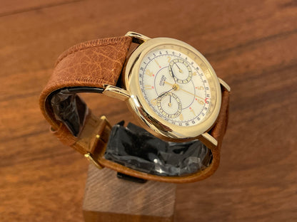 (1988) Citizen 6355-Y55299 triple calendar - cream dial w/ gold Arabic numerals (mint)