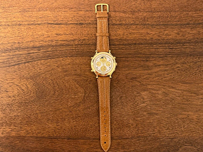 (1990) Seiko 7T36-7A10 Age of Discovery (AOD) chronograph - gold colored case - white dial w/ gold subdials & moonphase