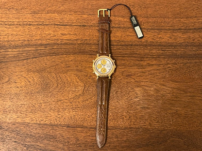 (1992) Seiko 7T39-7A00 Age of Discovery (AOD) chronograph -  gold case w/ white speckled dial (NOS)