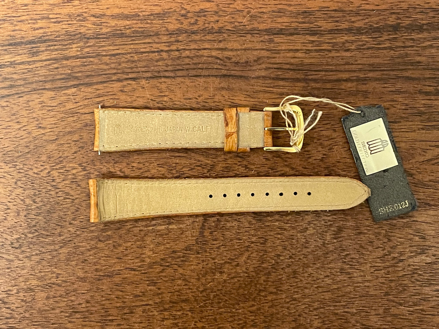 18mm Seiko "Gold Collection" cognac brown calf leather stap (NOS)