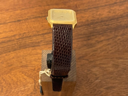 (1982) Bulova Longchamp "Tank" dress watch - gold case w/ champagne dial - small size (NOS)
