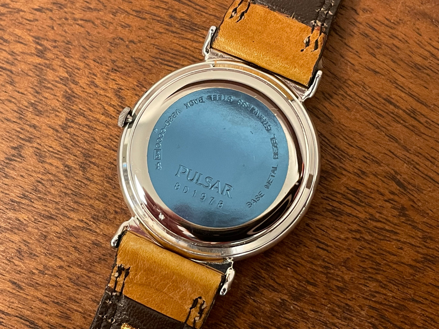 (1988) Pulsar V339-6000 GMT  “Dual Time” dress watch - white dial w/ Roman numerals (NOS)