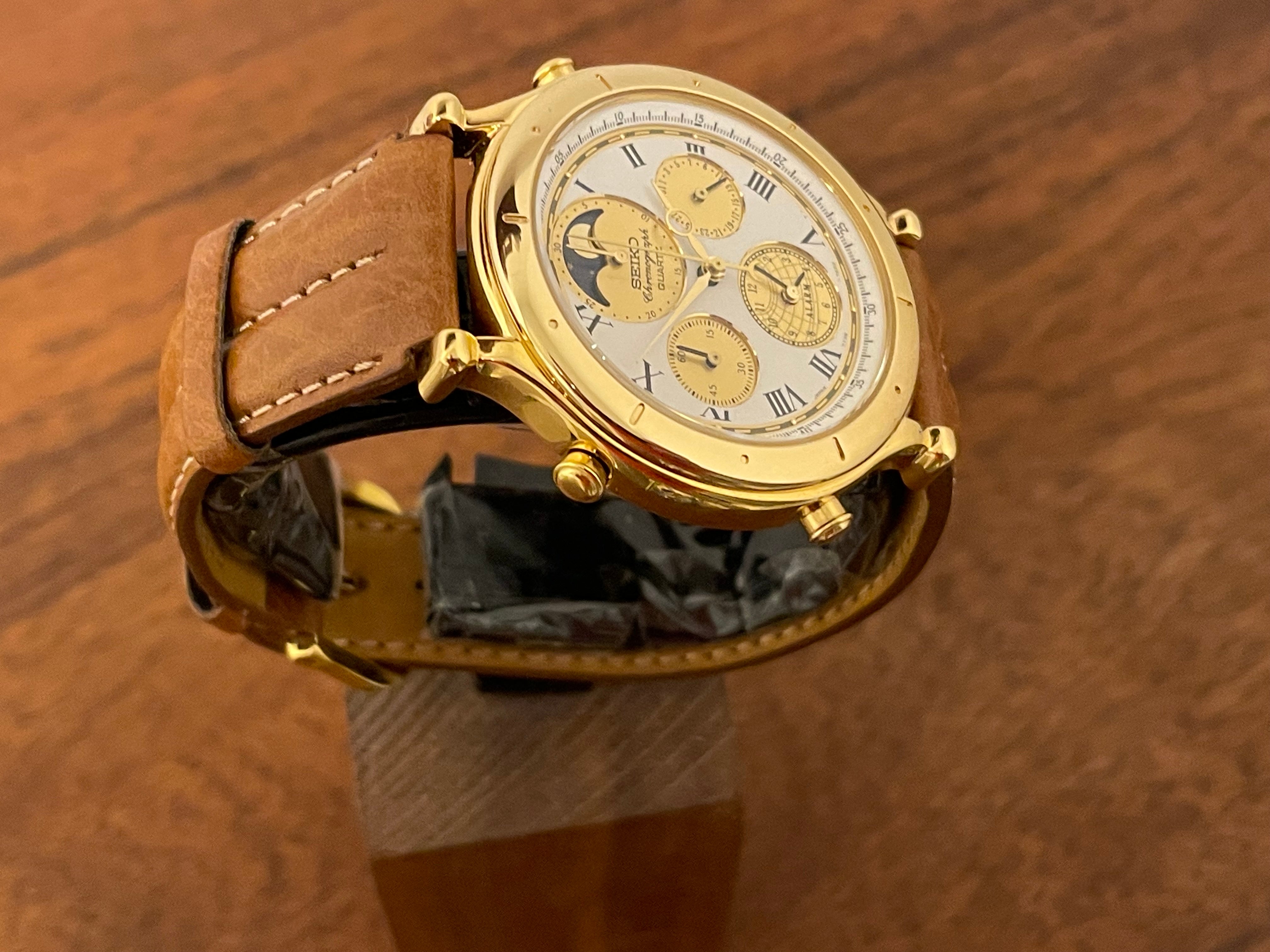 1990) Seiko 7T36-7A10 Age of Discovery (AOD) chronograph - gold
