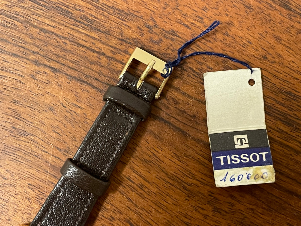 (1970s) Tissot 642-10778 Stylist dress watch - gold square case - gold brushed dial w/ gold stick markers - small size (NOS)
