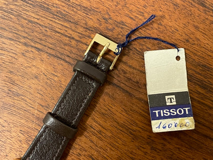 (1970s) Tissot 642-10778 Stylist dress watch - gold square case - gold brushed dial w/ gold stick markers - small size (NOS)