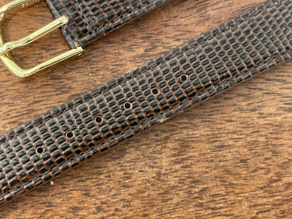 16mm Seiko brown Lizzard print calf leather w/ gold buckle - vintage (NOS)