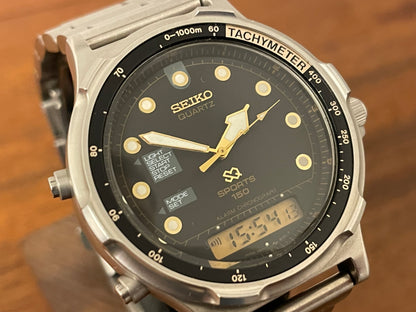 (1989) Seiko H601-802A " Baby Arnie" SQ Sports 150 Alarm Chronograph (serviced)