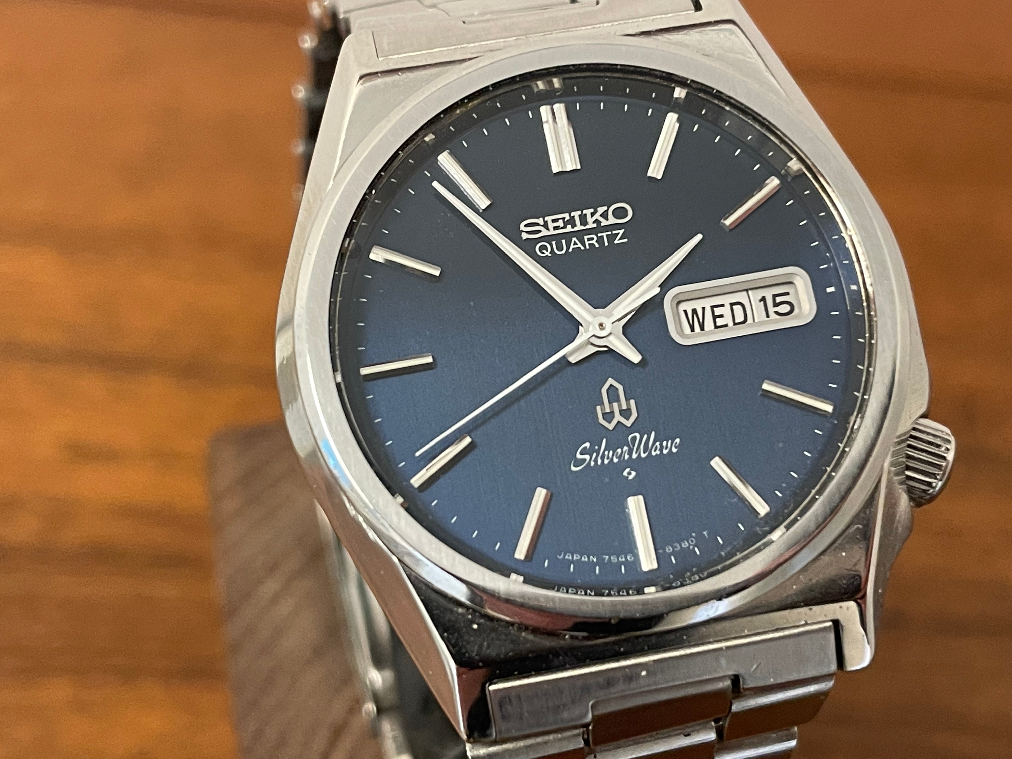 (1978) Seiko 7546-8340 SilverWave - blue vertical sunburst dial (servi –  WATCH WAVE