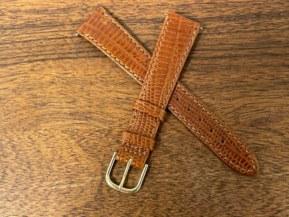 18mm Seiko cognac brown leather stap w/ gold buckle by Italwatch