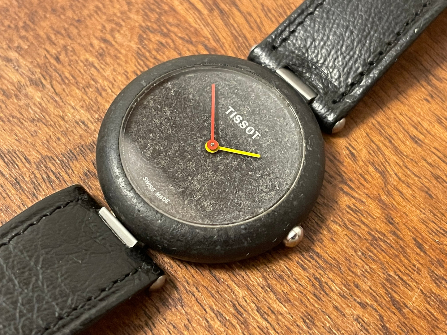 (1980s) Tissot RockWatch R151 black basalt - large size model (NOS)
