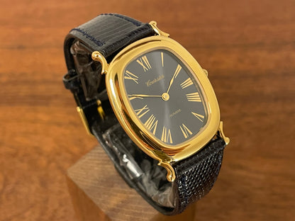 (1990s) Coursier dress watch - petrol blue sunburst dial w/ gold Roman numerals (NOS)