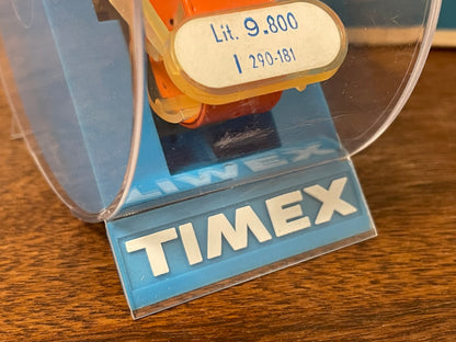 (1970s) Timex 290-181 UFO - orange plastic case - white dial w/ silver markers - small size (NOS + full set)