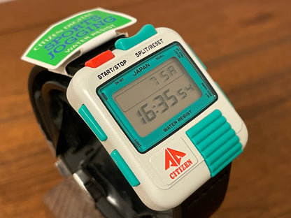 (1986) Citizen Promaster Sports Jogging digital “Bullhead” D050 - white/teal (NOS)