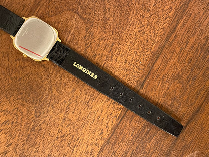 (1980s) Longines 960 6083 dress watch - gold plated case - white dial w/ Roman numerals (NOS)