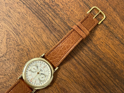 (1988) Citizen 6355-Y55299 triple calendar - cream dial w/ gold Arabic numerals (mint)