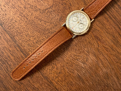 (1988) Citizen 6355-Y55299 triple calendar - cream dial w/ gold Arabic numerals (mint)