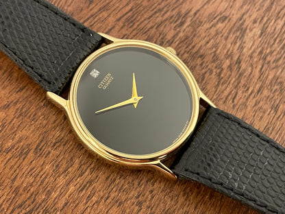 (1979) Citizen 3620-958195SJ dress watch - black dial w/ diamond marker (NOS)