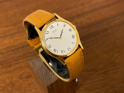 (1988) Seiko 5Y30-7A71 dress watch - white dial w/ Roman numerals & Breguet hands (NOS)