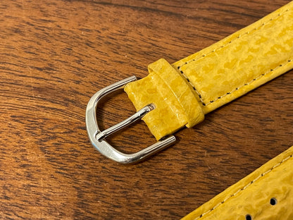 18mm Seiko yellow leather stap w/ silver buckle