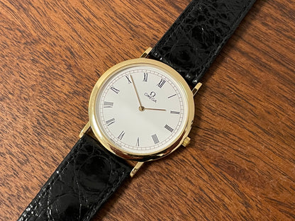 (1990s) Omega De Ville 195.0075 ultra thin dress watch - Cal. 1378 - cream dial w/ Roman numerals (NOS)