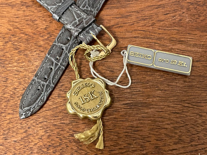 18mm Seiko "18K Gold Collection" dark grey leather stap w/ gold buckle by Italwatch (NOS)