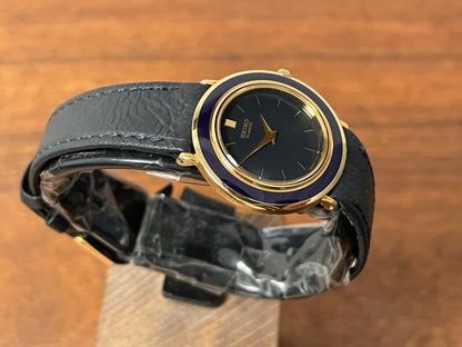 (1983) Seiko 7320-010A dress watch - purple bezel - dark blue dial w/gold markers - small size (NOS)
