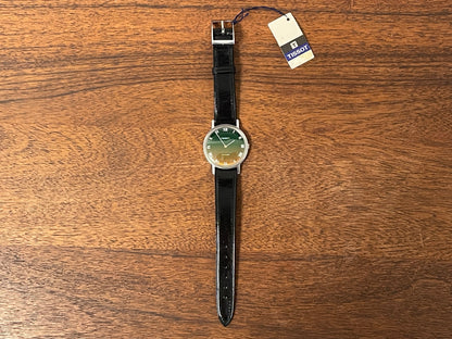 (1970s) Tissot 41070 Stylist dress watch - silver case - brushed green/orange gradient dial w/ white Roman numerals (NOS)