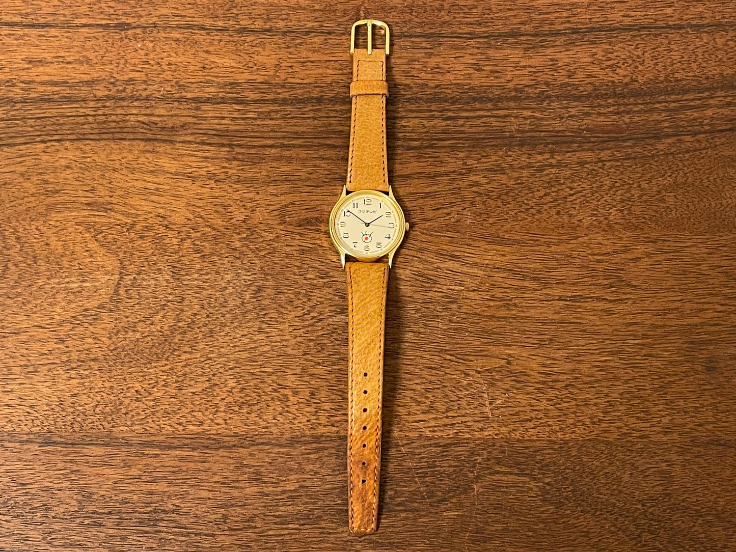 (1980s-1990s) Citizen "Fuji Television" logo dress watch - creme dial w/ black Arabic numerals