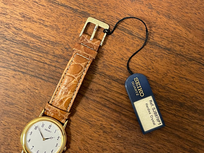 (1995) Seiko V700-6K30 dress watch - white Guilloché dial w/ black Arabic numerals & Breguet hands (NOS)