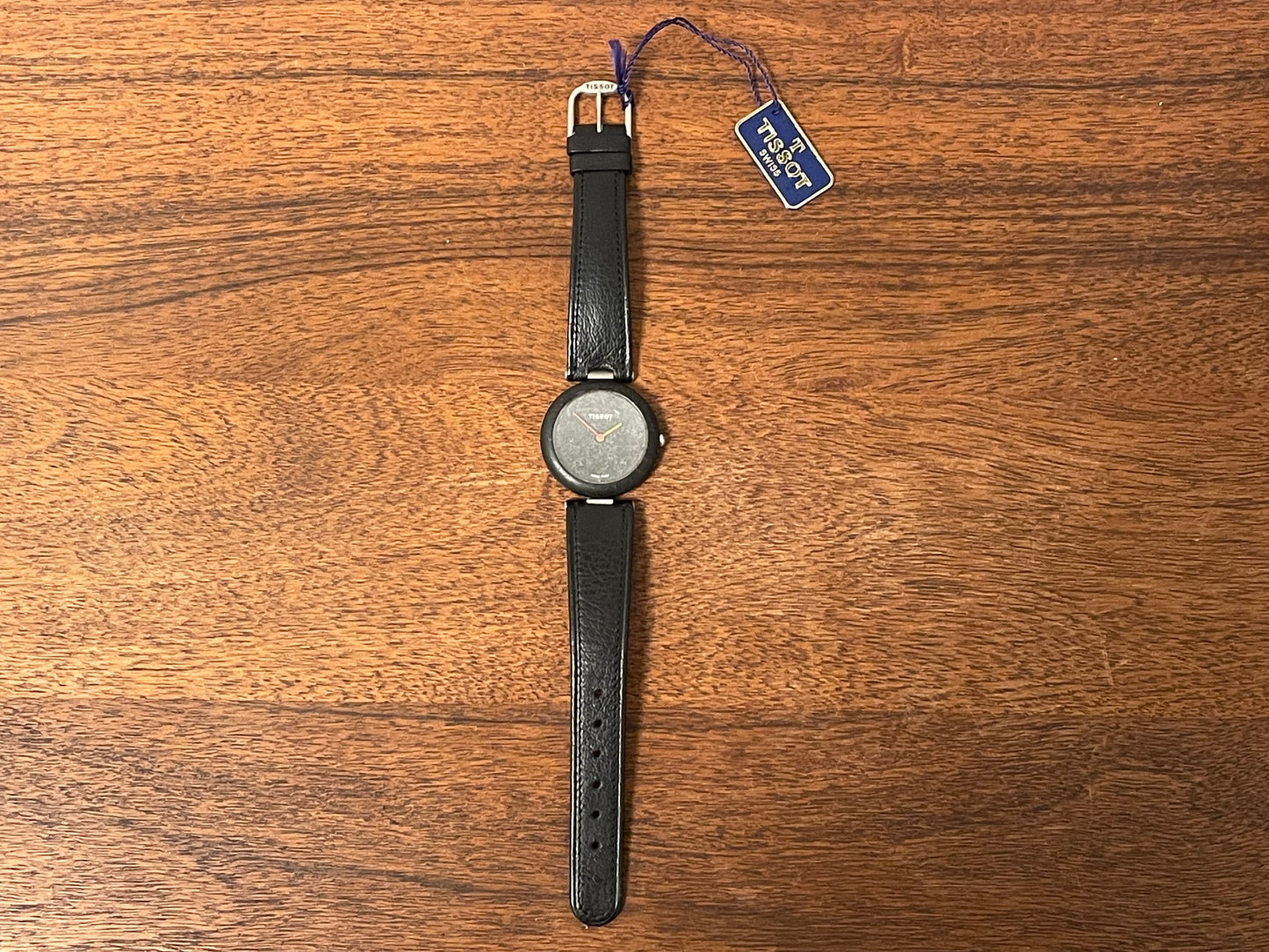 (1980s) Tissot RockWatch R151 black basalt - large size model (NOS)