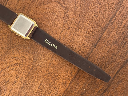 (1982) Bulova Longchamp "Tank" dress watch - gold case w/ champagne dial - small size (NOS)