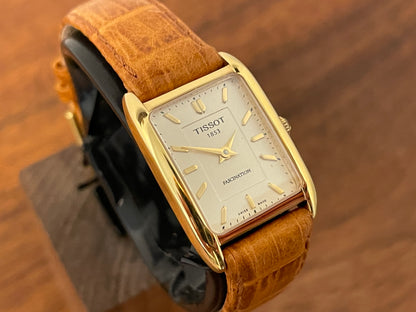 (1990s) Tissot T815 Fascination "Tank" - champagne dial with gold markers - small size (NOS)