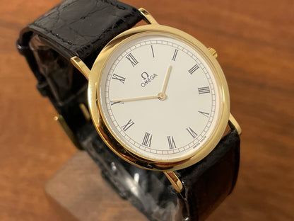 (1990s) Omega De Ville 195.0075 ultra thin dress watch - Cal. 1378 - cream dial w/ Roman numerals (NOS)