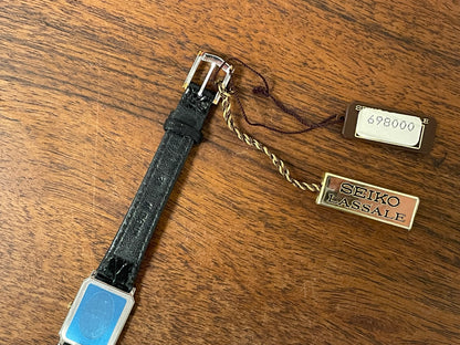 (1981) Seiko 6730-5079 Lassale ultra-thin "Tank" dress watch - white dial w/ black Roman numerals - small size (NOS)