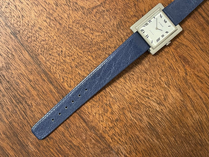 (1970s) Tissot Stylist "Tank" - decorated case - white dial w/ black Roman numerals (NOS)