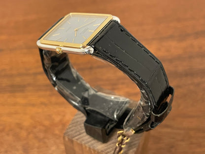 (1981) Seiko 6020-5809 Lassale "Tank" dress watch - silver dial w/ gold stick markers (NOS)