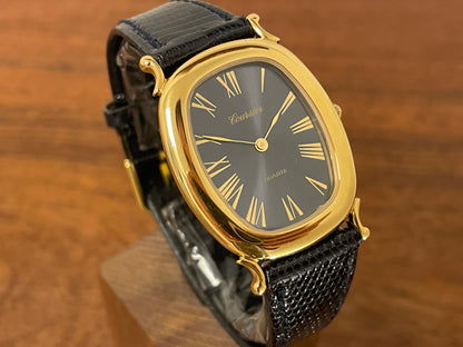 (1990s) Coursier dress watch - petrol blue sunburst dial w/ gold Roman numerals (NOS)