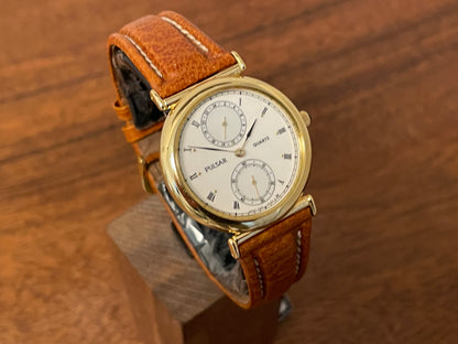 (1998) Pulsar V254-0080 dress watch – white dial w/ Roman numerals, 24h subdial & small seconds (NOS)