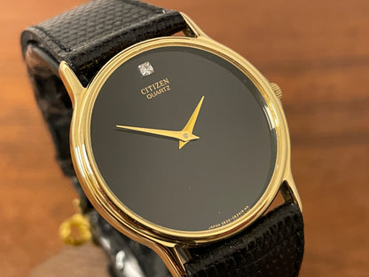 (1979) Citizen 3620-958195SJ dress watch - black dial w/ diamond marker (NOS)