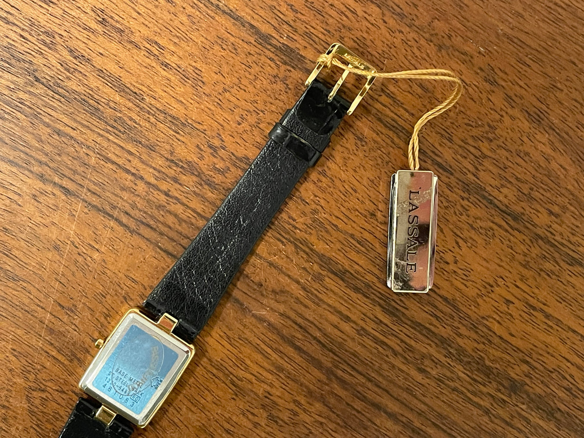 (1984) Seiko 1230-5499 Lassale dress watch - black & grey pyjama dial w/ stick markers - small size (NOS)