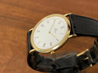 (1990s) Omega De Ville 195.0075 ultra thin dress watch - Cal. 1378 - cream dial w/ Roman numerals (NOS)