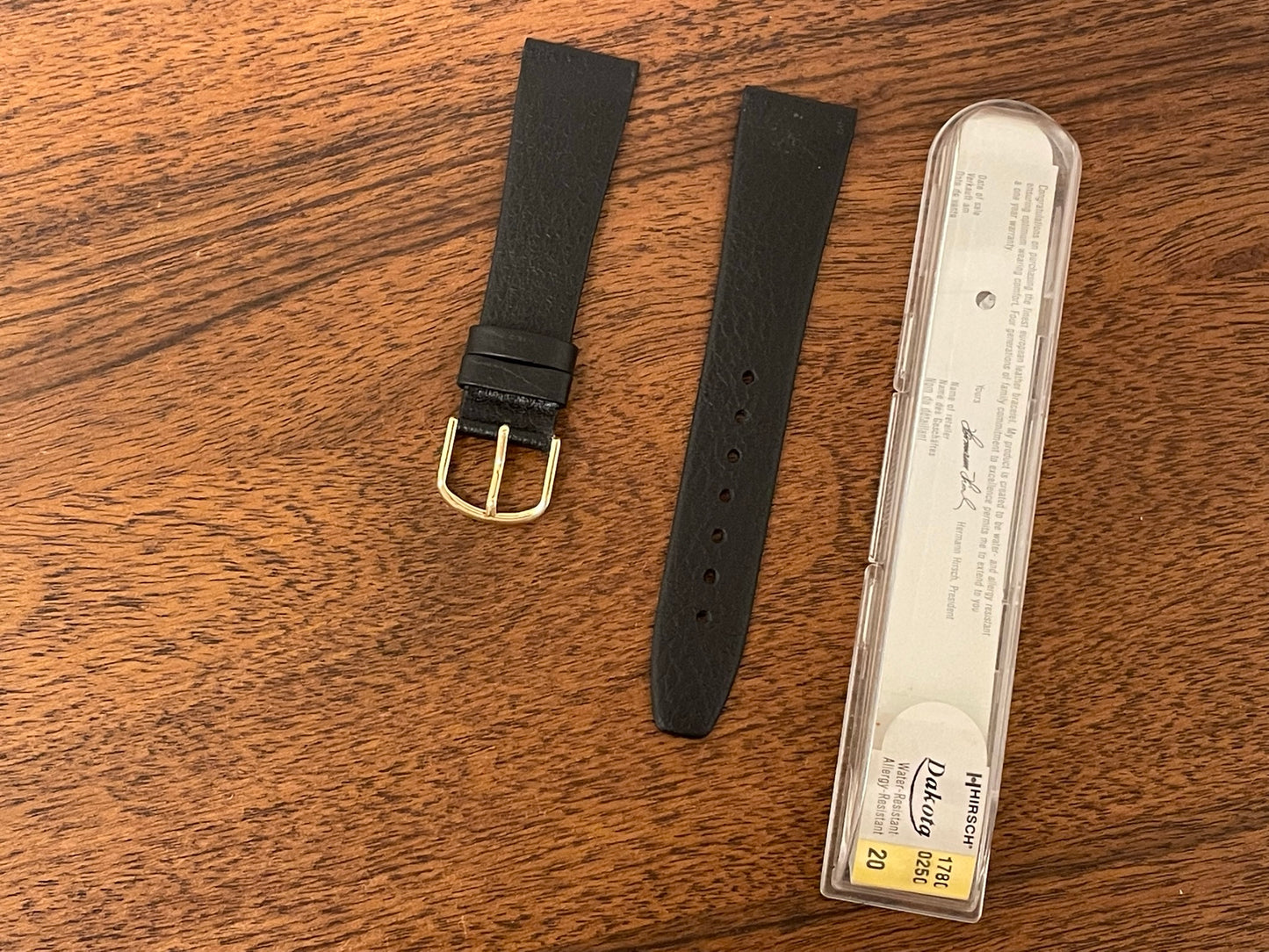 20mm Hirsch Dakota leather strap - Black (NOS)